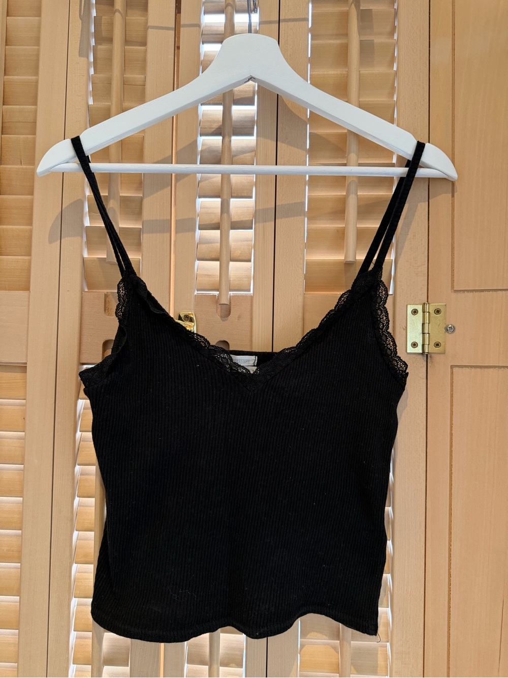 Urban Outfitters Black Lace-Trim Ribbed Cami Tank